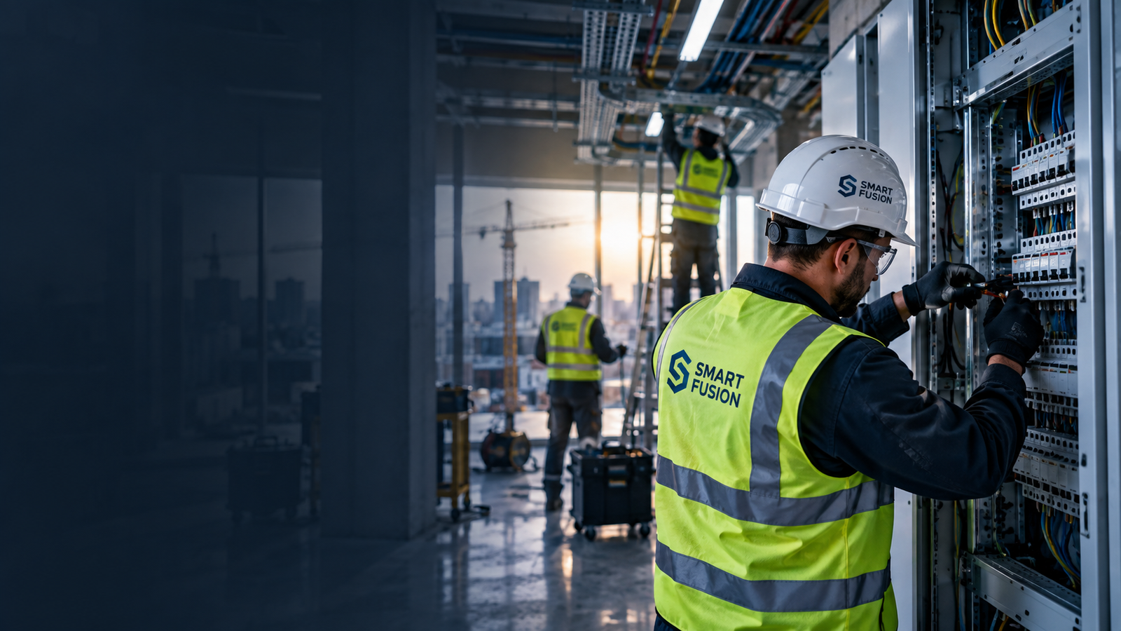 Smart Fusion electrical installation technician working on an electrical panel